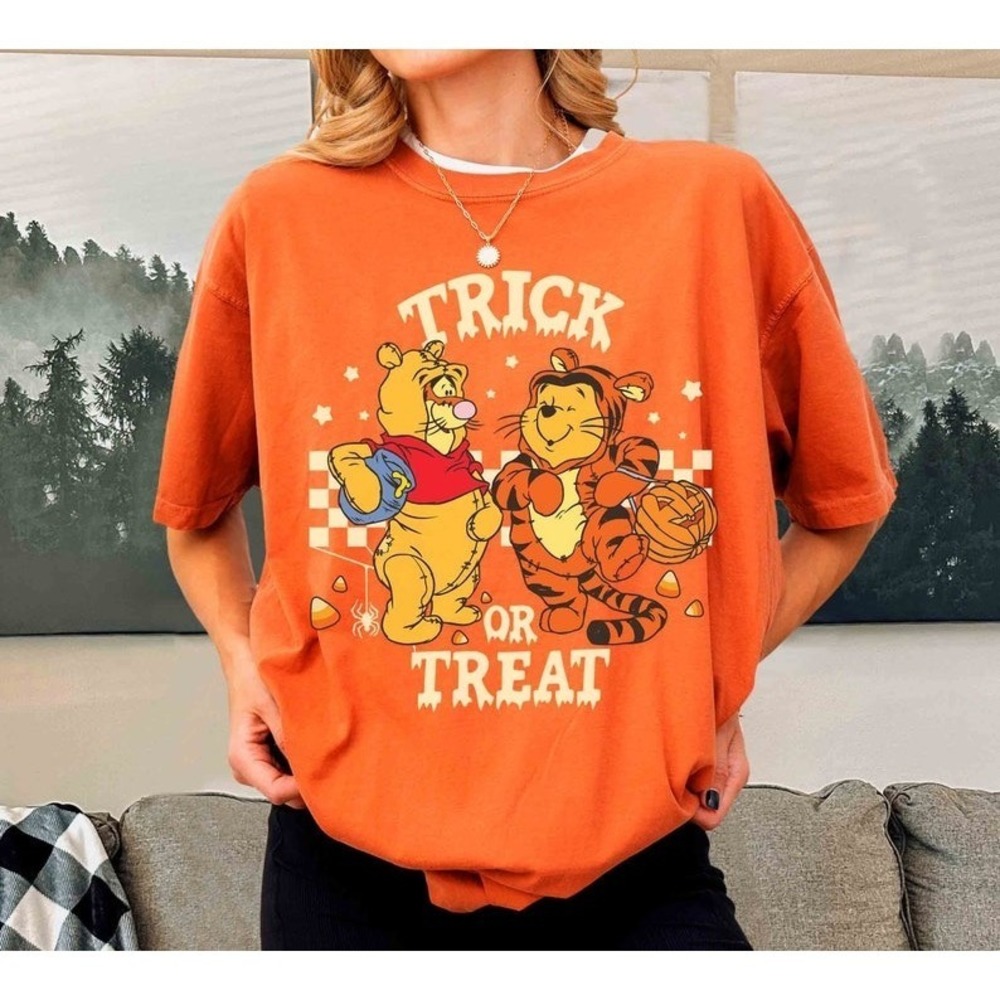 Retro Trick Or Treat Pooh And Tigger Shirt Winnie The Pooh Halloween Shirt